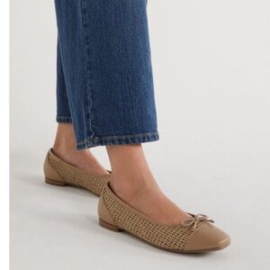 Time and Tru Women's Woven Cap Toe Ballet Flats Memory Foam Tan Size 10